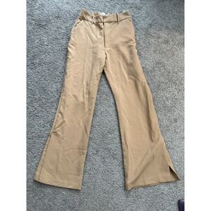 Abercrombie Fitch Tan High Waisted Flare Leg Split Hem Pants Women Size 6